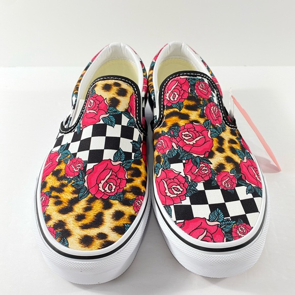 Vans Classic Slip-On Rose Animal Checkerboard Shoe - Picture 4 of 6